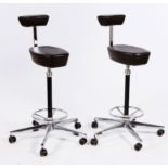 A PAIR OF VINYL AND CHROME BARSTOOLS, RETAILED BY VIADUCT LONDON