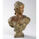A FRENCH PLASTER AND GESSO BUST OF A MAIDEN, EARLY 20TH CENTURY