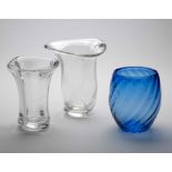 TWO STUDIO CRISTAL VAL SAINT LAMBERT GLASS VASES, LATE 20TH CENTURY