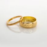 TWO 18CT GOLD WEDDING BANDS