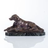 CLOVIS EDMOND MASSON (FRENCH 1838 - 1913) : A BRONZE SCULPTURE OF A HUNTING DOG