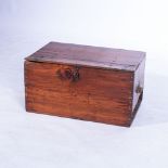 A PINE AND BRASS-MOUNTED BOX