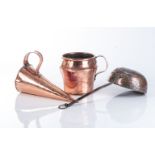 A COPPER MUG AND A COPPER ALE MEASURE