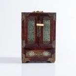 A CHINESE HARDSTONE-INSET JEWELLERY CABINET, REPUBLIC OF CHINA, 1949