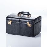 A BLACK MOCK CROCK VANITY CASE