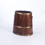 A TEAK AND BRASS BOUND GRAPE HOD