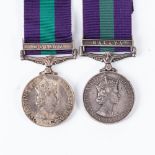 A GENERAL SERVICE MEDAL (EIIR) CLASP MALAYA TO NORTHERN RHODESIA REGIMENT, two in the lot