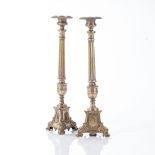 A PAIR OF NEO-CLASSICAL BRONZE CANDLESTICKS