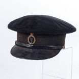 A BRITISH THE KINGS ROYAL RIFLE CORPS OFFICERS PEAK CAP, 1937