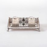 A RECTANGULAR SILVER INKSTAND