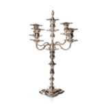 A SILVER PLATED CANDELABRUM, WILLIAM HUTTON & SONS, SHEFFIELD, 1886