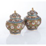 A PAIR OF CHINESE CLOISONNÃ‰ JARS AND COVERS, REPBULIC OF CHINA, 1949