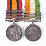 A BOER WAR QUEENS SOUTH AFRICA MEDAL PAIR TO A SERGEANT IN THE CHESHIRE REGIMENT AND INSTRUCTOR TO T