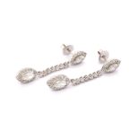 A PAIR OF FANCY CUT DIAMOND DROP EARRINGS