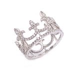 AN INTRICATE CROWN DESIGN DIAMOND DRESS RING