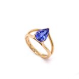 A SPLIT SHANK FANCY CUT TANZANITE DRESS RING