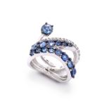 A BLUE SAPPHIRE AND DIAMOND DRESS RING