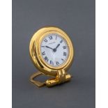 A GOLD-PLATED ALARM CLOCK, CARTIER MUST RIVOLI