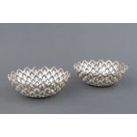 A PAIR OF GEORGE V SILVER BONBON DISHES, MARKED RH, CHESTER, 1922