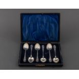 A CASED SET OF GEORGE V OLD ENGLISH POINTED SILVER TEASPOONS, I S GREENBERG &amp; CO, BIRMINGHAM, 19