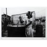 Masixole Feni (South African 20th/21st Century) WOMAN WASHING CLOTHES