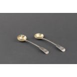 A PAIR OF VICTORIAN SILVER SALT SPOONS, HENRY HOLLAND, LONDON, 1848