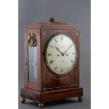 A MAHOGANY AND BRASS-INLAID BRACKET CLOCK, BRIGGS LONDON