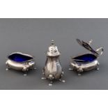 A GEORGE V SILVER CONDIMENT SET, MAPPIN AND WEBB, BIRMINGHAM, 1926