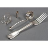A VICTORIAN SILVER FIDDLE THREAD AND SHELL PATTERN FORK, MARY CHAWNER, LONDON, 1840