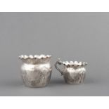 AN EDWARD VII SILVER SUGAR BOWL AND CREAMER, H J COOPER AND CO LTD, BIRMINGHAM, 1903