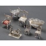 SEVEN SILVER MINIATURES, FIRST HALF 20TH CENTURY