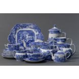 A SPODE 'BLUE ITALIAN' PATTERN ASSEMBLED PART TEA SERVICE