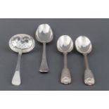 A GEORGE II HANOVERIAN PATTERN SILVER TABLESPOON, EBENEZER COKER, LONDON, 1752