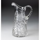 A CUT-GLASS 'ROSE' PATTERN PITCHER