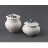 KATHERINE GLENDAY (SOUTH AFRICAN 1960 - ): TWO SMALL PORCELAIN JARS AND COVERS, 1990s