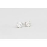 A PAIR OF DIAMOND EAR STUDS