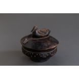 CARVED WOODEN BOWL WITH LID,Â MUKEKE, LOZI, ZAMBIA