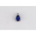 A TANZANITE AND DIAMOND PENDANT