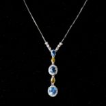 A SAPPHIRE AND DIAMOND NECKLACE