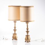 A PAIR OF GILT-METAL TABLE LAMPS