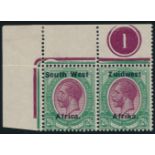 SOUTH WEST AFRICA 1923-1924 KGV 2/6d. PURPLE & GREEN