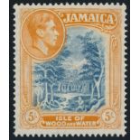 JAMAICA 1941 KGVI 5/- SLATE-BLUE &amp; YELLOW-ORANGE
