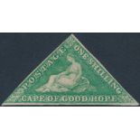 CAPE OF GOOD HOPE 1863-1864 1/- BRIGHT EMERALD-GREEN TRIANGULAR