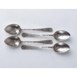 A SET OF FOUR VICTORIAN SILVER SPOONS, WILLIAM HUTTON AND SONS, LONDON 1838