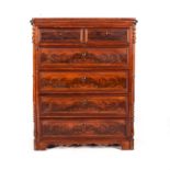 A VICTORIAN FLAME MAHOGANY CHEST-OF-DRAWERS