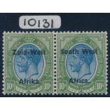 SOUTH WEST AFRICA 1923 KGV 10/- BLUE &amp; OLIVE-GREEN