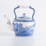 A SPODE ?BLUE ITALIAN? PATTERN KETTLE-SHAPED TEAPOT