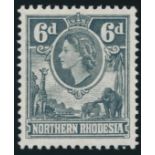 NORTHERN RHODESIA 1953 QEII 6d GREY-BLACK