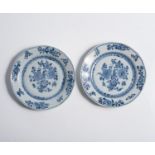 A PAIR OF CHINESE BLUE AND WHITE OCTAGONAL PLATES