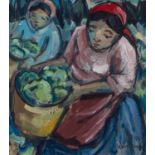 Hendrik (Hennie) Niemann (South Africa 1941 ? ): WOMEN WITH BASKETS OF APPLES